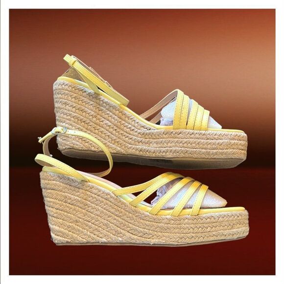 Chase & Chloe Cordelia Platform Wedge Espadrille Heels in Yellow - Sz. 10 - NWB! - Picture 10 of 10